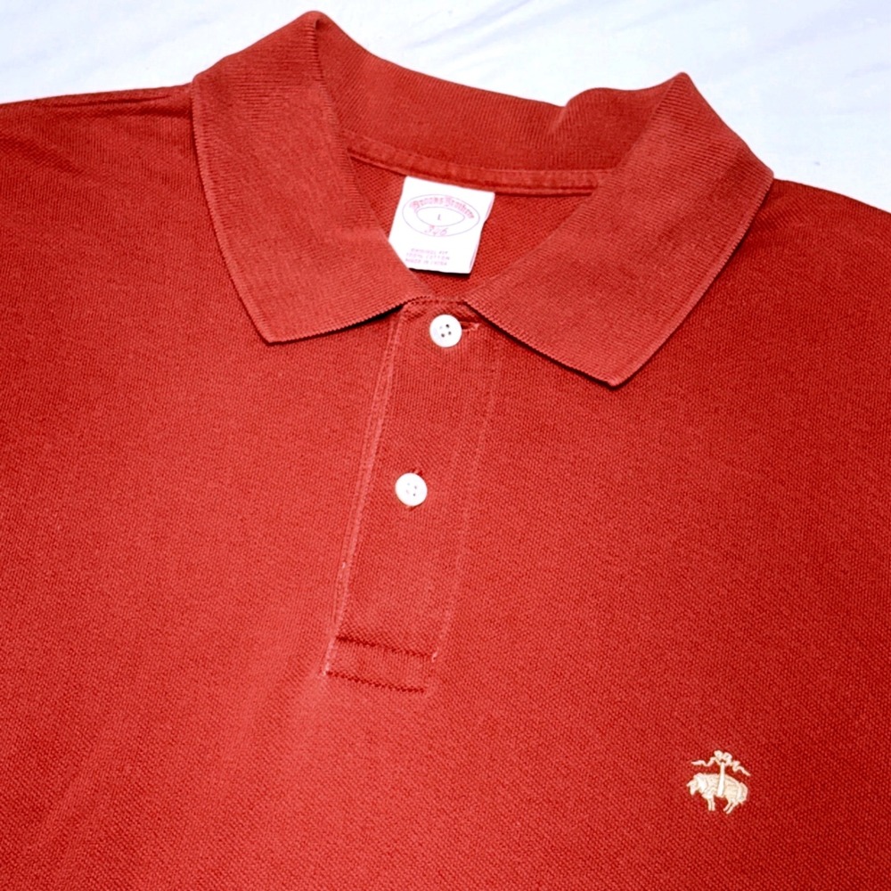 Brooks Brothers 346 Polo Shirt Mens L Red Original Fit Cotton Pique Logo Preppy